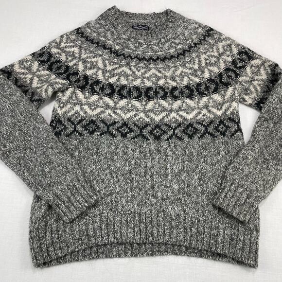 Y2K Abercrombie & Fitch Knit Fair Isle Sweater size M Gray Preppy Winter - Picture 1 of 8